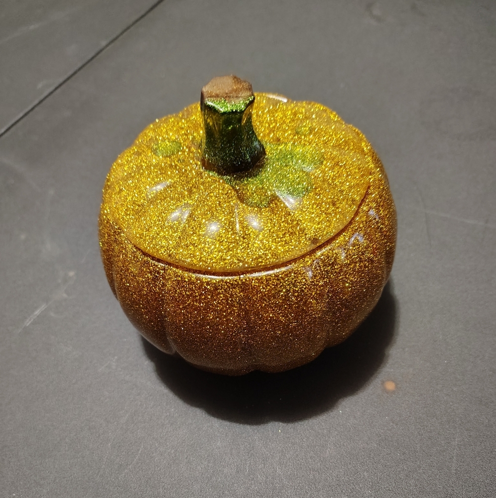 Glittering Gold Pumpkin Jar Decor